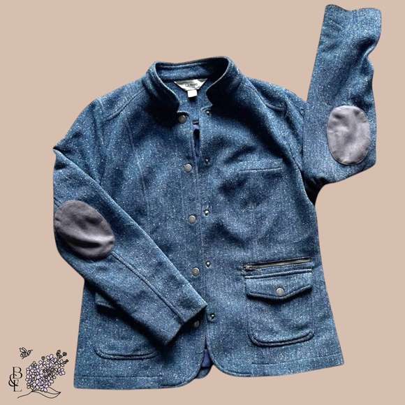 L.L. Bean Jackets & Blazers - Vintage LL Bean Stonington Herringbone Tweed Jacket Womens Size M Elbow Patch